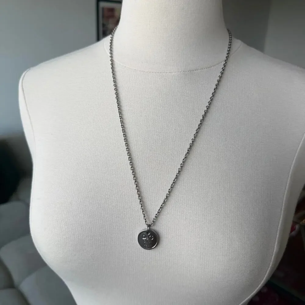 Dolce & Gabbana Since 1994 Round Logo Pendant Necklace Silver